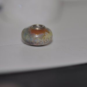 Silver Core Bead Carnelian base with silver Swirls